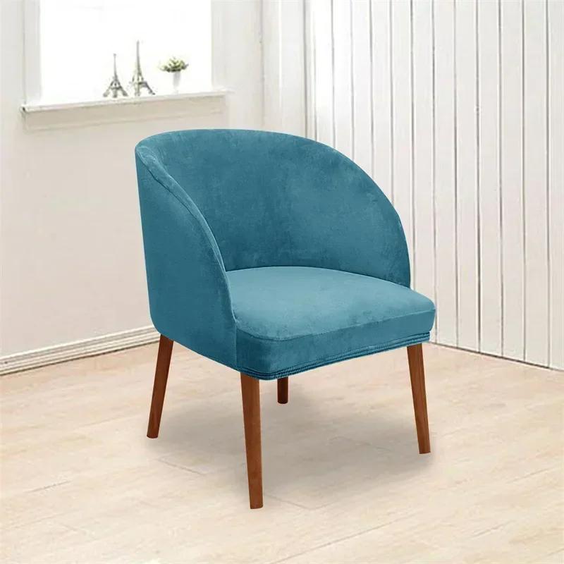 Velvet Armchair Cover Stretch Dining Chair Slipcovers Accent Curved Office Chairs Covers Elastic House De Chaise Seat Case Home