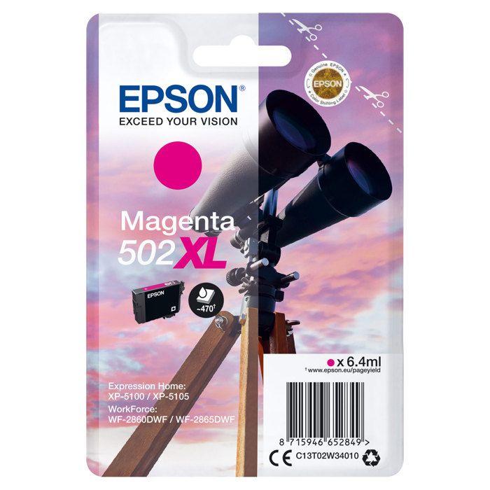 Cartouche d'encre EPSON 502XL - Magenta - Haute capacité - Pour XP-5100, XP-5105, WF-2860, WF-2865DWF