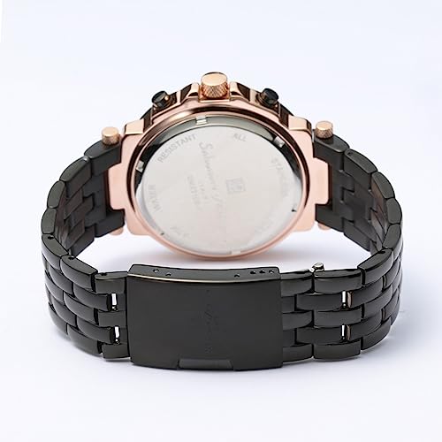 Salvatore Marra Stainless Steel Multi-Calendar SM22108-PGBK Men's Black