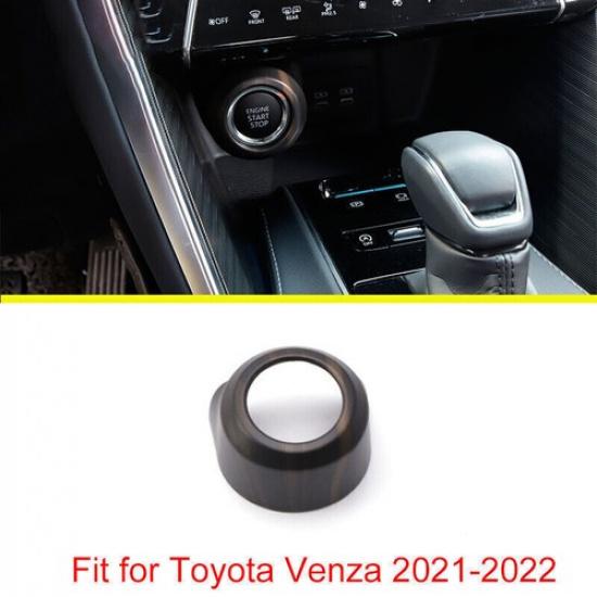 Dark Wood Grain One-Click Startup Frame Cover Trim Fit For Toyota Venza -23