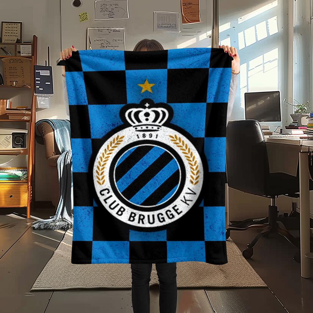 1Pc Club Brugge K V Print Flannel Blanket, High quality Comfortable for All Seasons, Home Decor, Warmth and Comfort, Perfect for Christmas Gifts