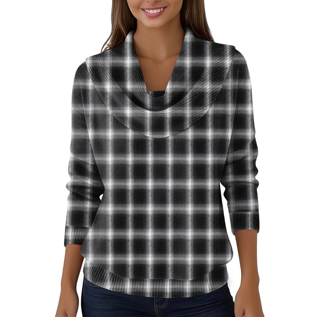 Women's Casual And Fashionable Round Neck Long Sleeved Printed Top Sweater