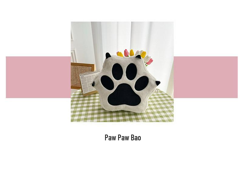 Cute Cat Paw Plush Backpack for Girls - Single Shoulder & Student Style for Autumn/Winter