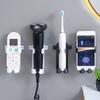 Plastic Wall Mounted Razor Rack Self-Adhesive Non Perforated Razor Holder Space Saving Adjustable Electric Toothbrush Holder