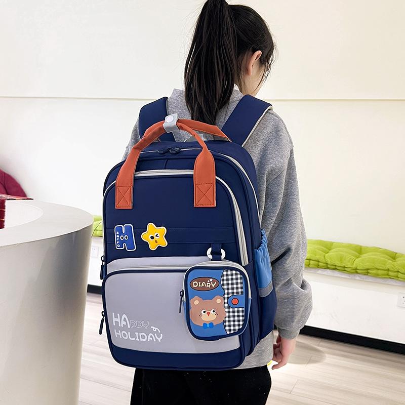 Schoolbag new cartoon bear children's anti-drop schoolbag women's high-quality backpack primary school students 1st-1st grade backpack men
