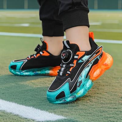 Children's Shoes Boys 6-12 Years Old Spring and Autumn New Mesh Breathable Soft-soled Sneakers Medium and Large Children Button Running Shoes