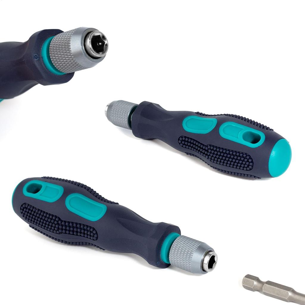 Screwdriver Bit Handle Quick Release Non-Slip 1/4 Inch Hex Screwdriver Handle Screwdriver Double Ball Quick Release Chuck Tools