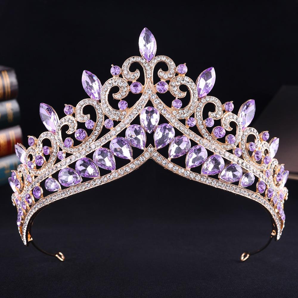 Shiny Princess Tiara Metal Rhinestone Crown Vintage Baroque Crown Girls