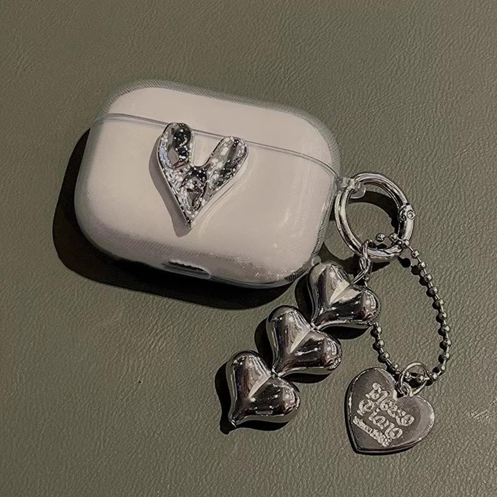 Three-dimensional Electroplating Love Pendant for Apple AirPods Pro 1 Protective Case AirPods Third Generation Earphone Case