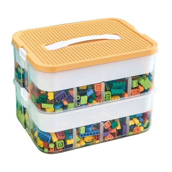 12L Toy Storage Box Large Capacity Multiple Compartments with Dustproof Lid Handle Design Blocks Toys Organizer Storage Case