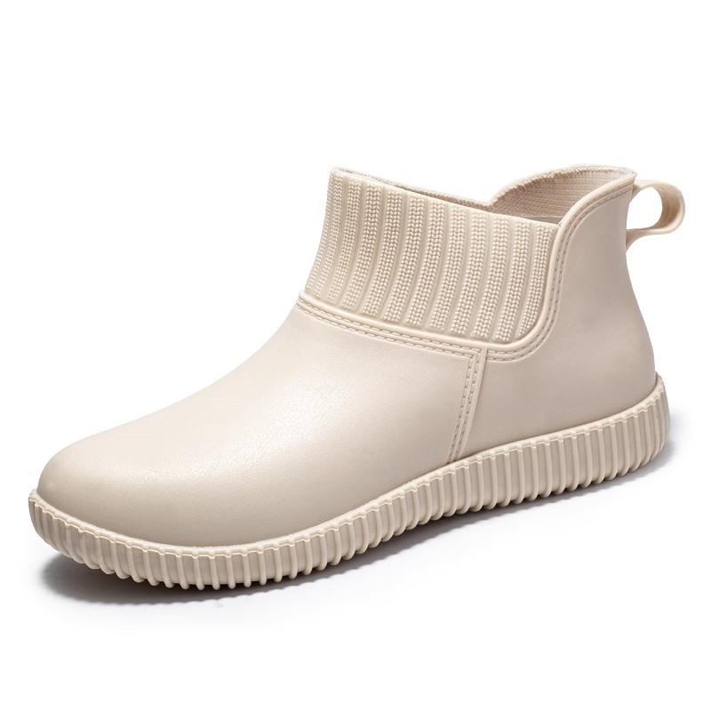 Japanese Women's Rain Boots Low-top Waterproof Shoes Plus Velvet One-piece Molded Non-slip Sole Work Rubber Shoes Fashionable Rain Boots