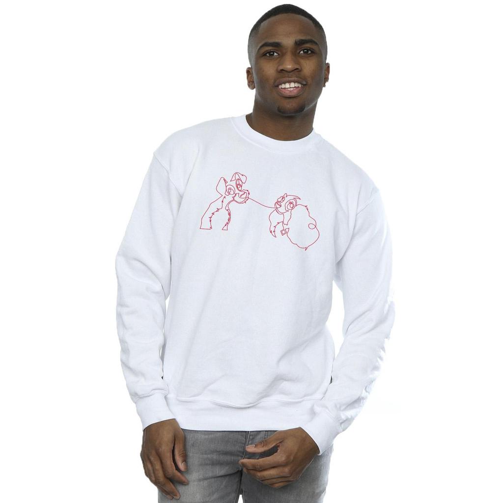 Disney Mens Lady And The Tramp Spaghetti Outline Sweatshirt