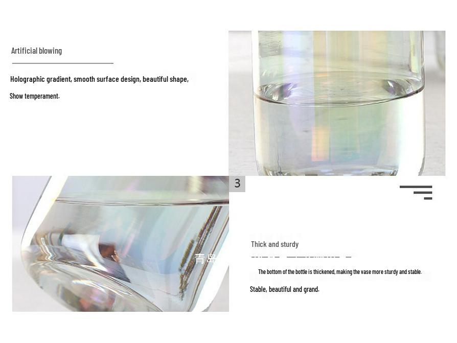 Transparent Minimalist Glass Vase for Office Decoration with Fresh or Dried Flowers