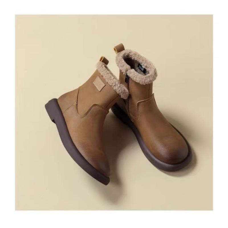 Winter velvet warm fashion boots retro versatile boots thickened cold-proof women's boots niche new cotton boots