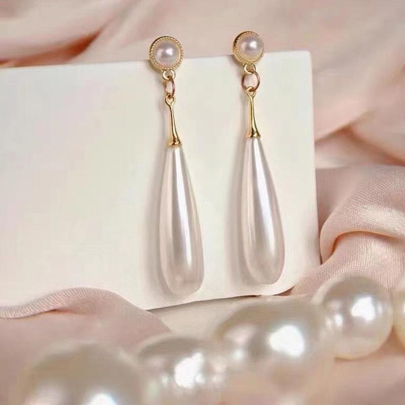 Dámské klasické vintage barokní perlové přívěskové náušnice elegantní dlouhé náušnice ve tvaru kapky vody trend dámské šperky