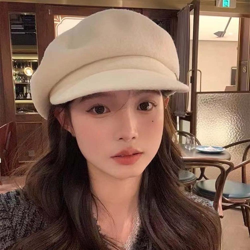 British Style Wool Beret Cap Dome Women Artist Hat Casual Female Painter Cap Girls