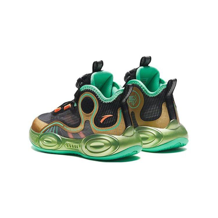 Anta Kids Shaped 3.0 Breathable Shock Absorbing Durable Mid-Top Basketball Shoes Kids basketball shoes Black Gold 312339956-5