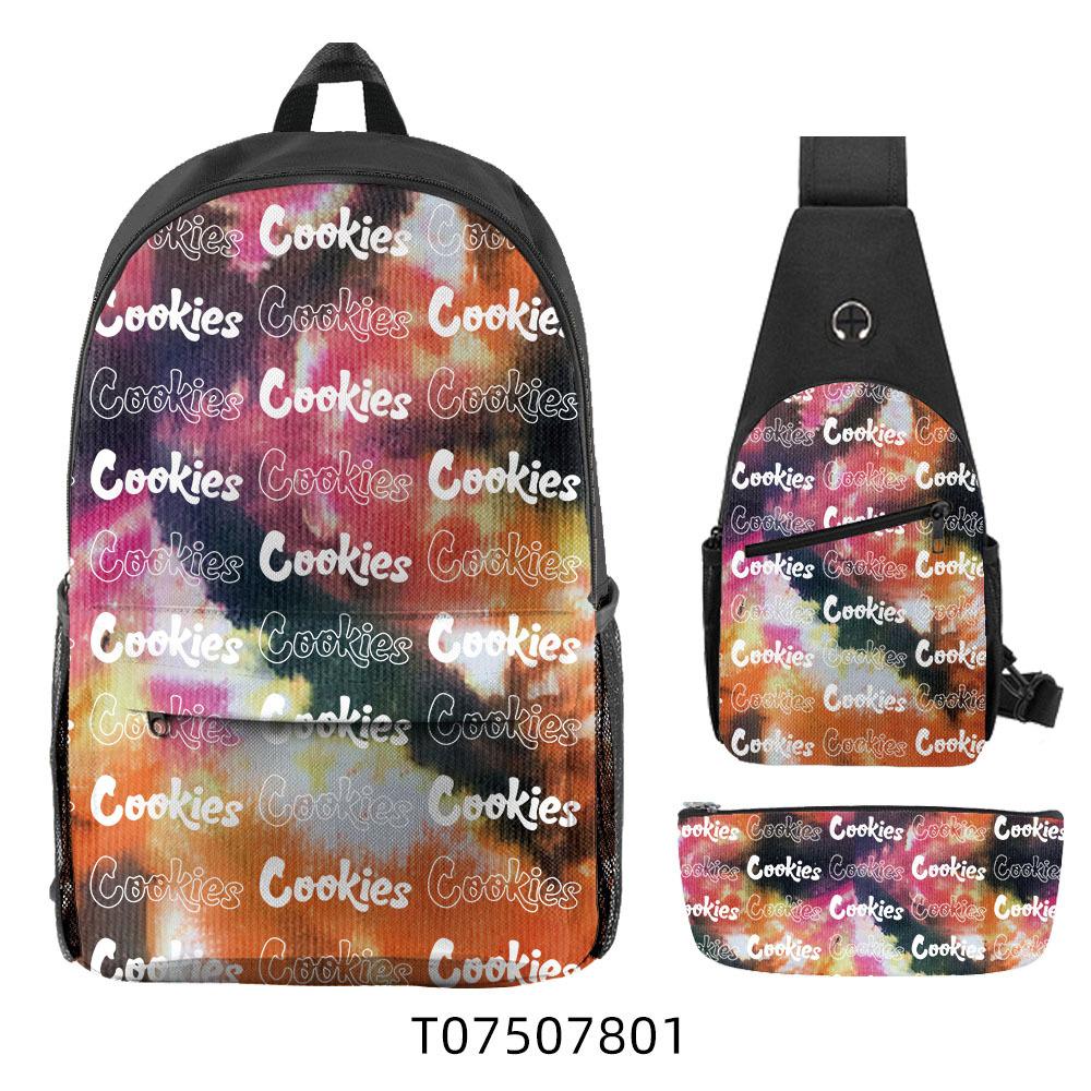 Cook Backpack Student School Bag Lightweight Polyester Backpack Three-Piece Set