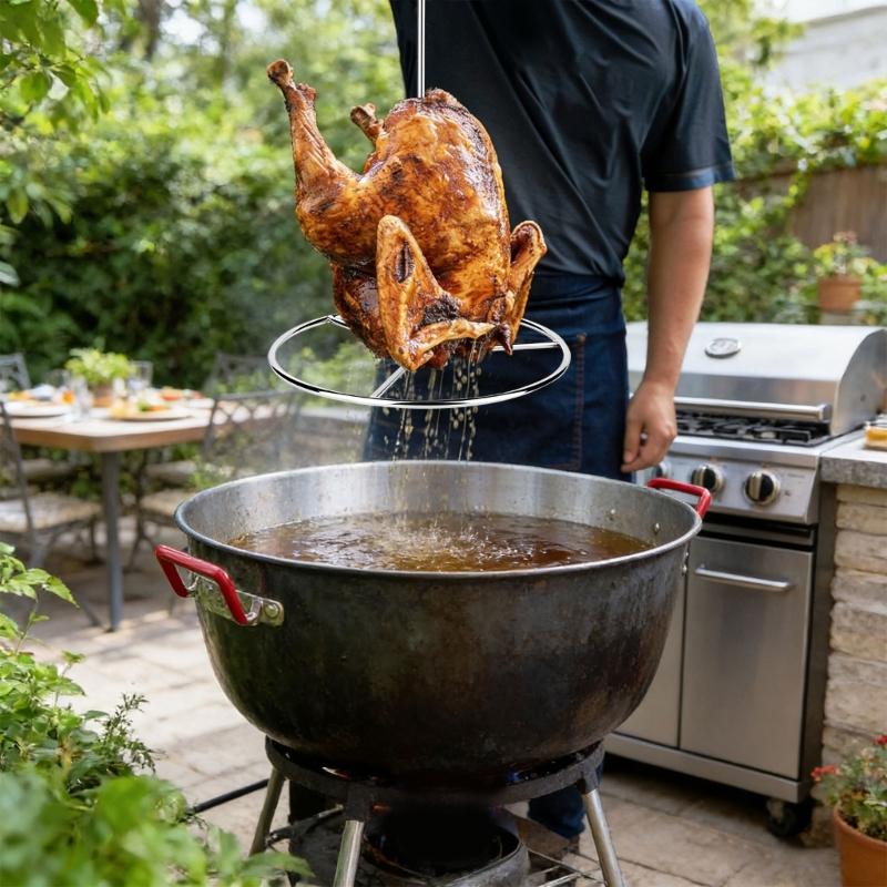 Complete Stainless Steels Turkey Roaster Includes Skewers And Hook Safe Cooking And Cleanup In Dishwasher