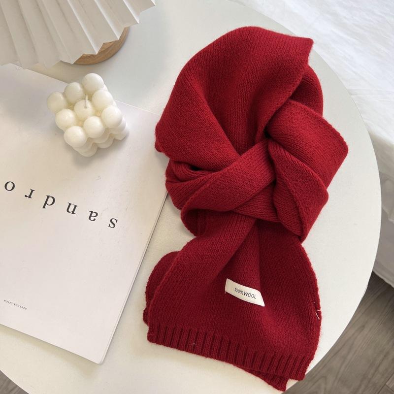 Pure Color Wool Scarf 100% Selected Cashmere New All-Matching Boys and Girls Winter Warm