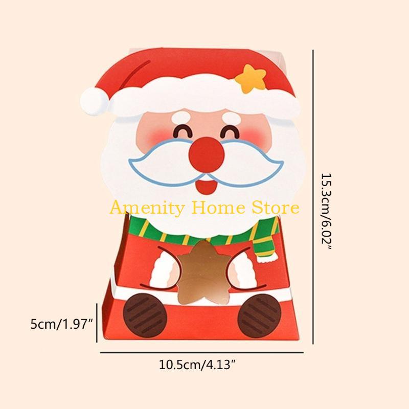 F26C 10pcs Christmas Treat Boxes with Handle Paper Candy Gift Box with Window