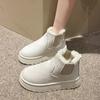Comemore Winter Women Short Plush Warm Snow Boots Casual Shoes Suede Fur Chelsea Ankle Boots Flats Platform Ladies Shoes Botas