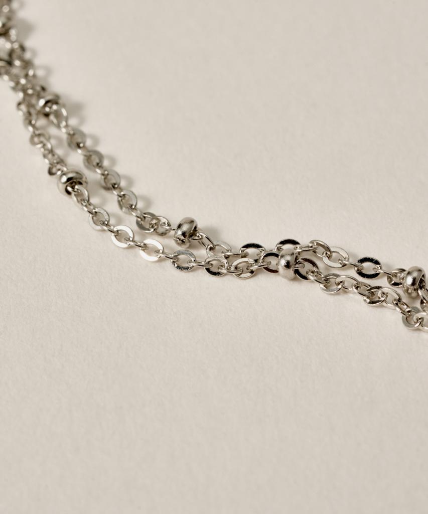 Novice Tokyo Double Glitter Chain Anklet [Stainless] / Silver