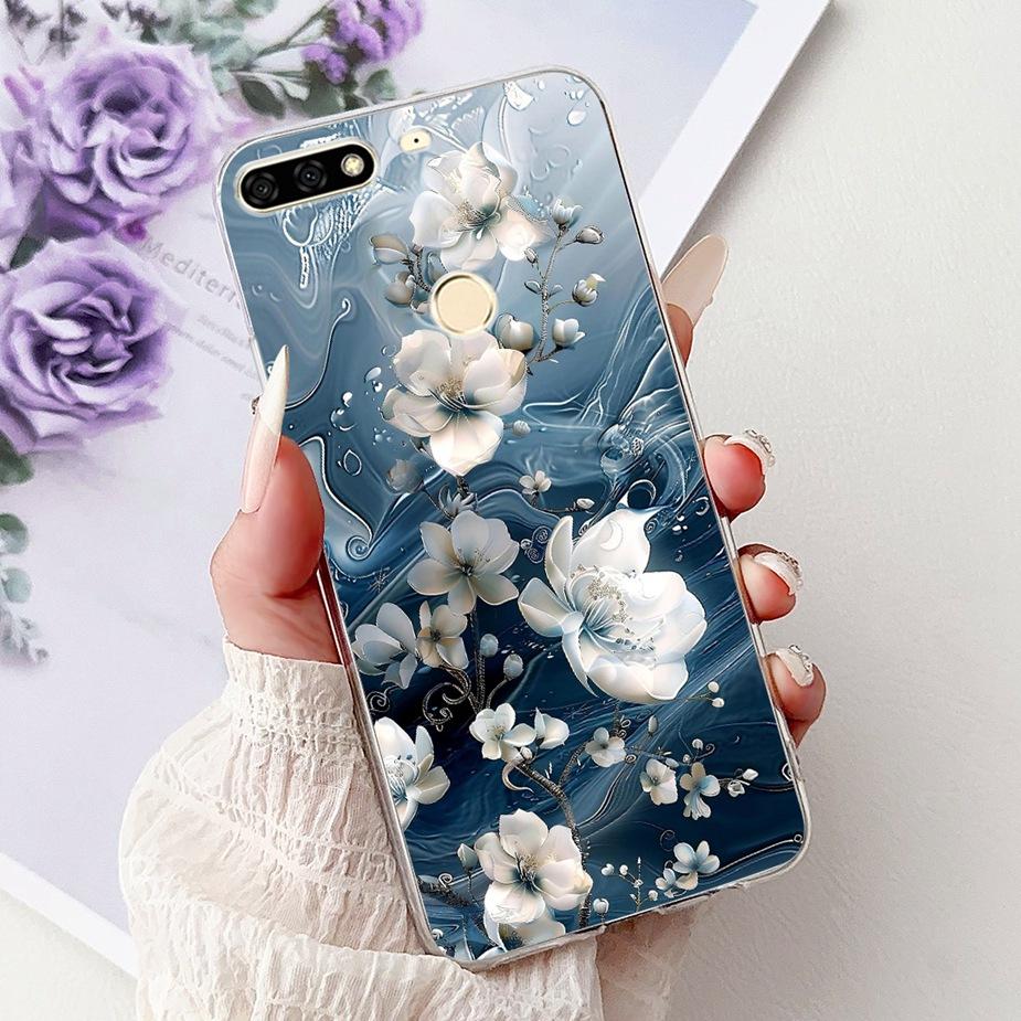 For Huawei Y7 Prime 2018 Case Nova2 Lite Luxury Painted Cover Soft Slim Phone Case For Huawei Y7 Pro 2018 Y72018 Back Cover Bags