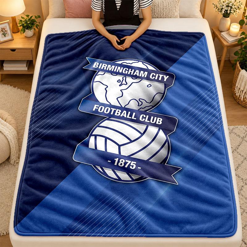 Flannel BlanketBirmingham City Warm Soft Throw Blanket for Indoor Sofa Bed Living Room Use