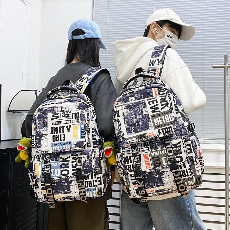 Schoolbag trendy cool graffiti boys junior high school students Internet celebrity schoolbag men large capacity fashion casual versatile backpack