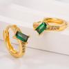 Elegant French Green Diamond Ear Cuffs - Women's High-End Fashion Earrings, Perfect for Valentine's Day
