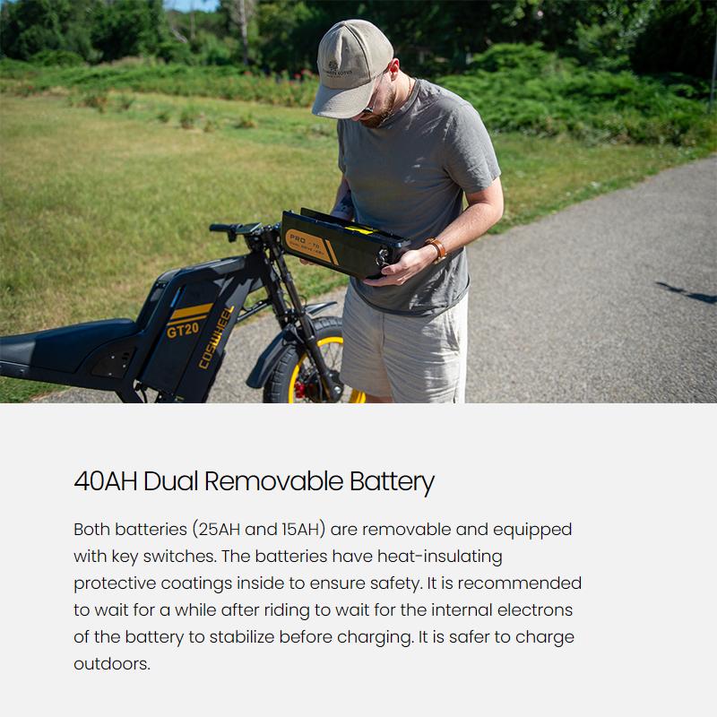 Coswheel GT20 PRO electric bike dual motor 3000W off-road electric motorbike 48V 40AH dual battery MTB large tyre Ebike