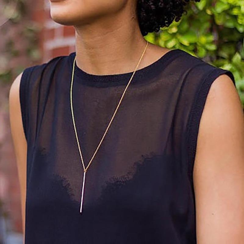 New Minimalism Bar Shape Pendant Long Chain Necklace Women Party Banquet Jewelry In Good Sales Store