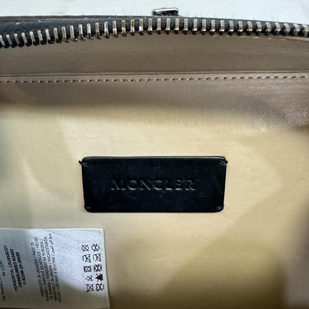 MONCLER Cross body bag leather Horizontal body bag black leather Used