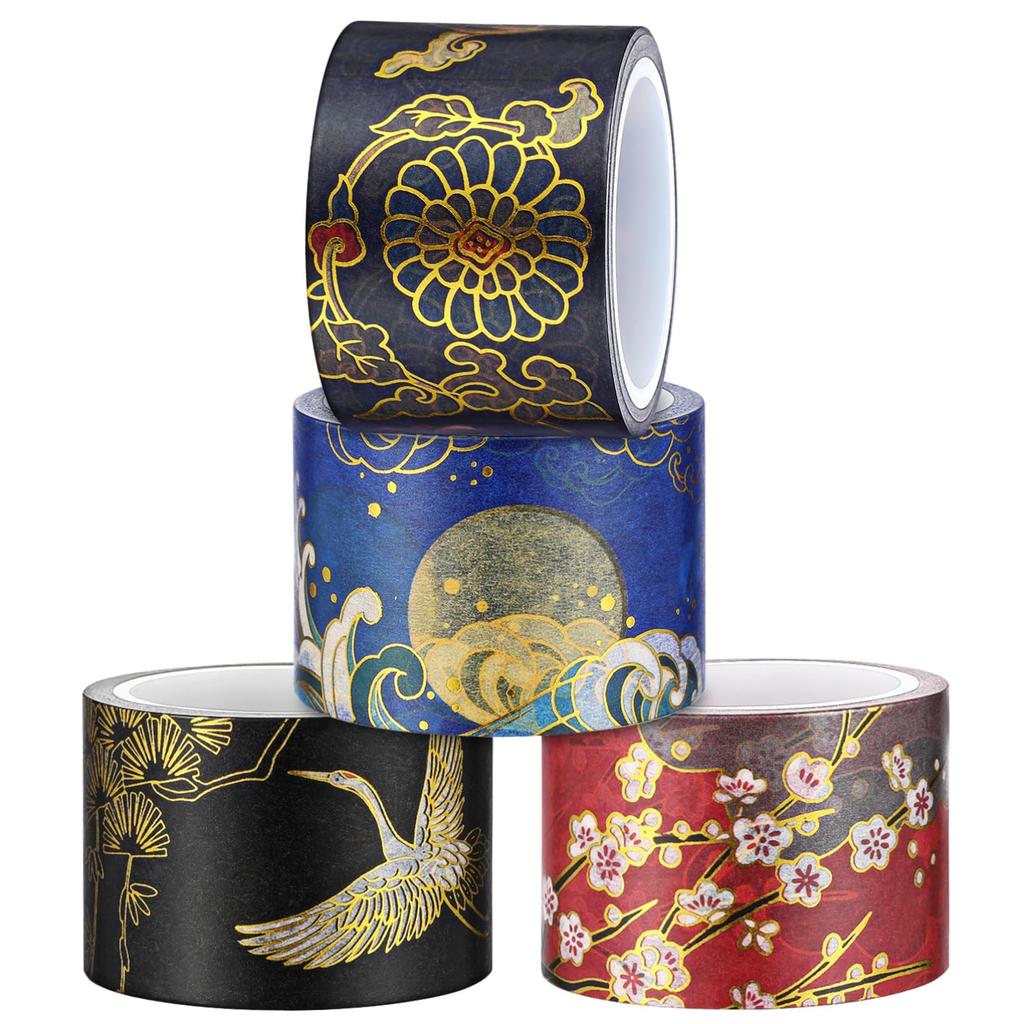 Toyvian Japanese Pattern Masking 4 Cute Washi Perfect for Paper DIY Gift and More Tape, Rolls, Tape, Self-Adhesive, Crafts, Journals, Diaries,