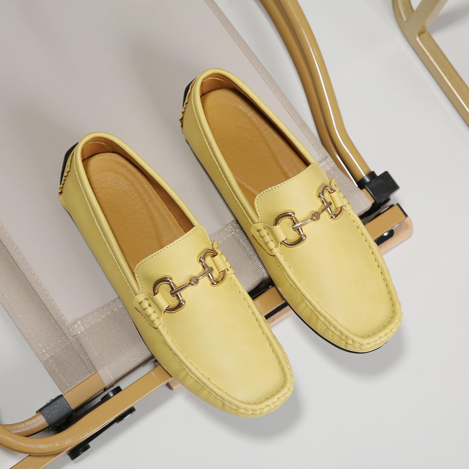

Мужские мокасины, легкие повседневные кожаные туфли, классические удобные туфли для вождения из натуральной кожи 44 жёлтый