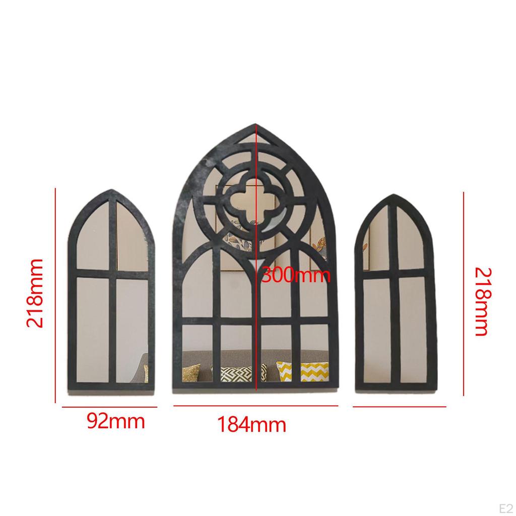 3 Pieces Gothic Mirrors Wall Decor Decorative Mirrors,Baroque ,Decorative Arched