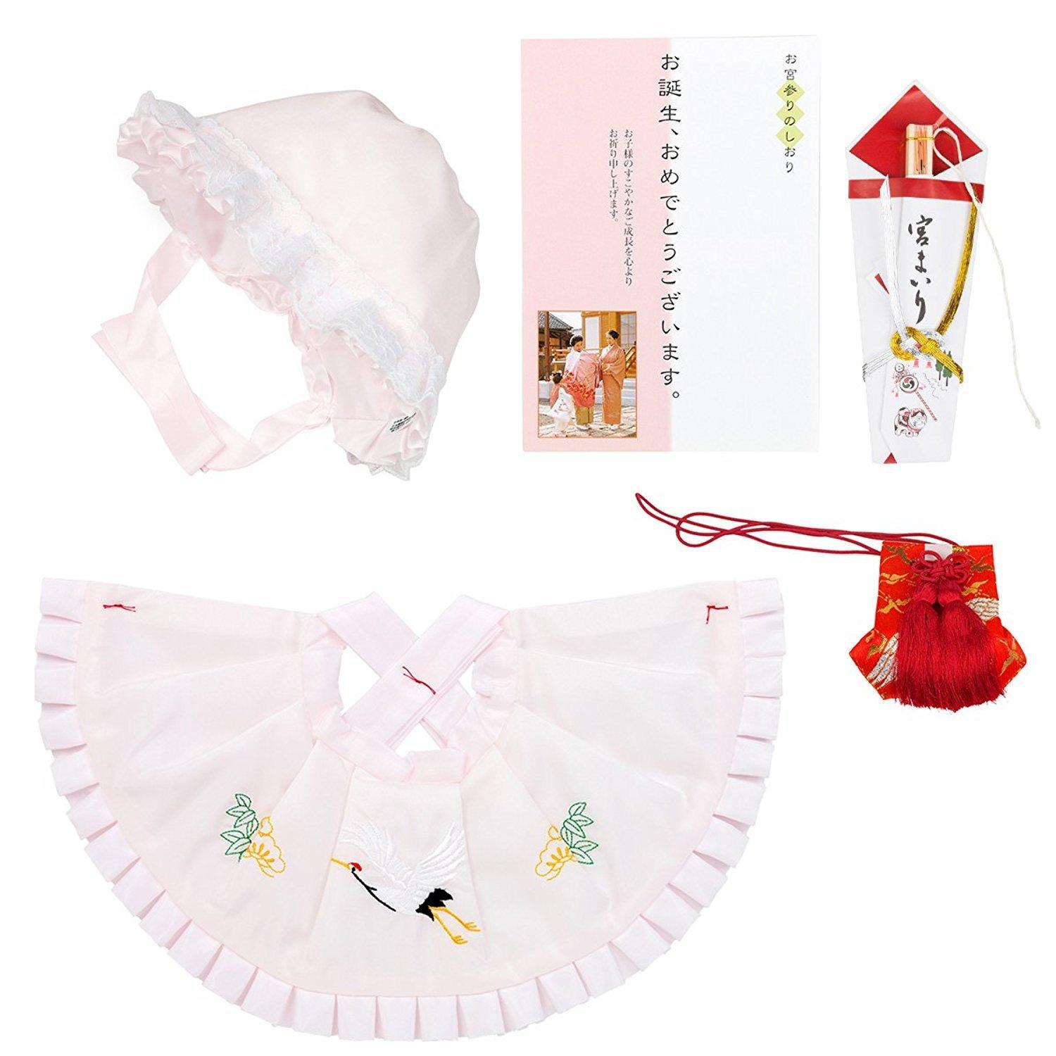 

Посещение храма чистый комплект капюшон складной для мальчиков и девочек [KYOETSU] слюнявчик, шелк, комплект, 4 предмета (шляпа, слюнявчик, веер, амулет) (розовый)