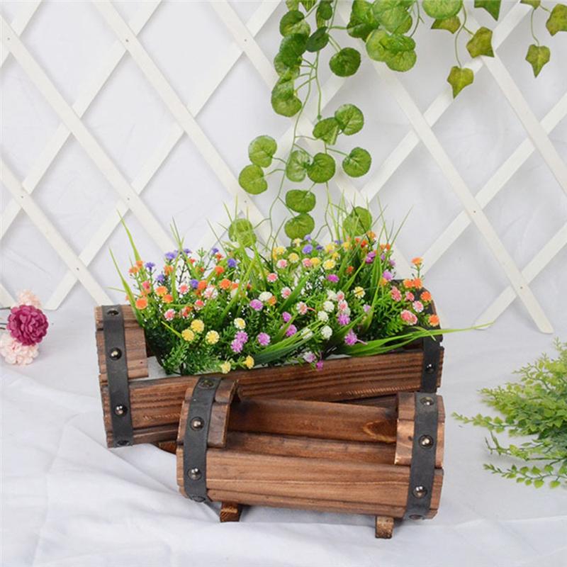 BAAU Wood Flower Pots Wedding Decoration Carbonized Antiseptic Wood Flower Boxes Balcony Succulents Wooden Flower Pots