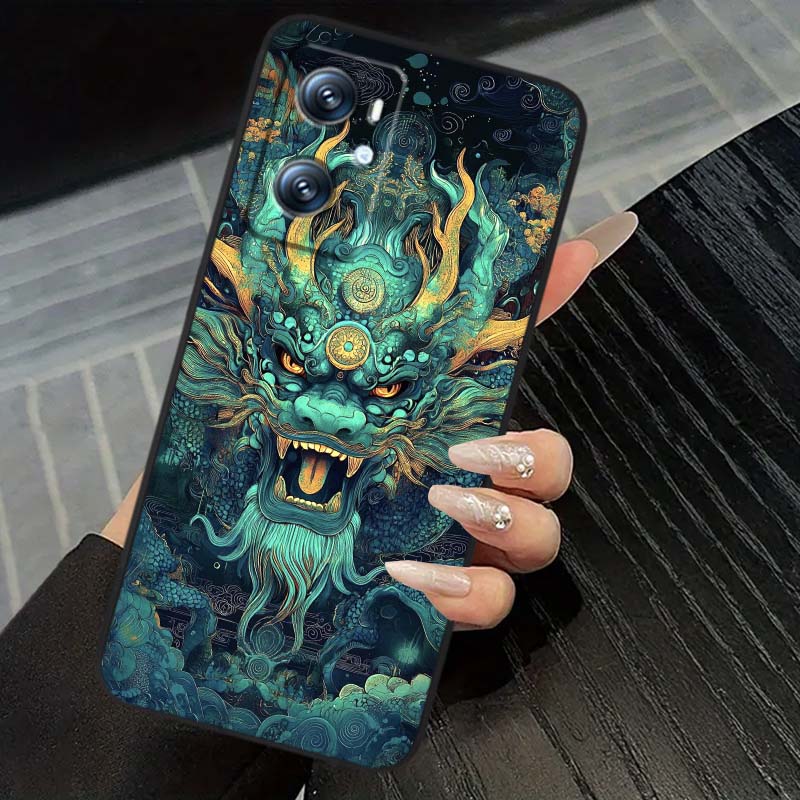 Anime-Drachen-Design für OPPO Reno 5 6 7 A96 A40 A58 Realme GT A74 A78 Neo2 A74 A78 Find X5 X3 X7 X8 Schwarze Handyhülle