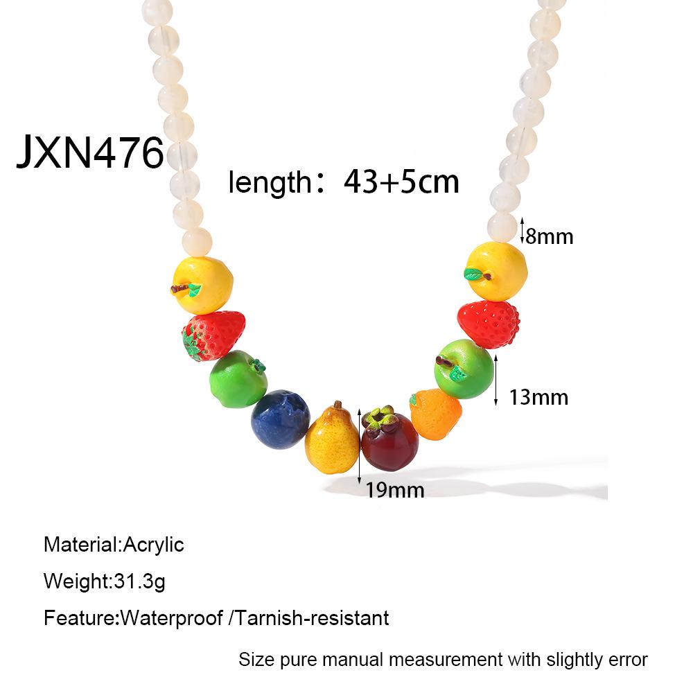Popular summer vacation style colorful fruit acrylic handmade beaded necklace women do not fade jewelry