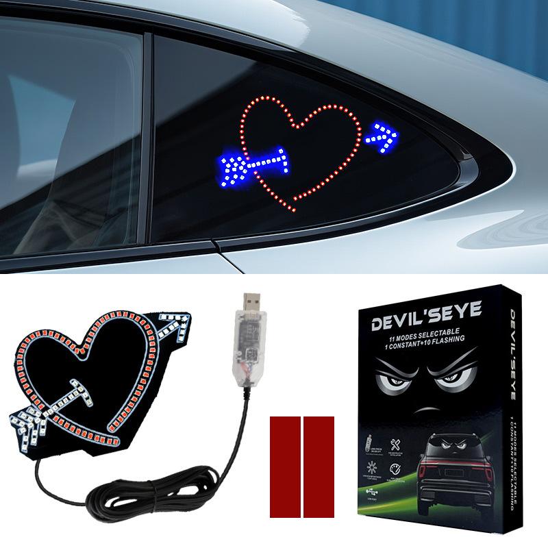 Car Love Window Light LED Decorative Light Creative No Wiring Love Reddish Internet Celebrity Rear Window Emotion Light
