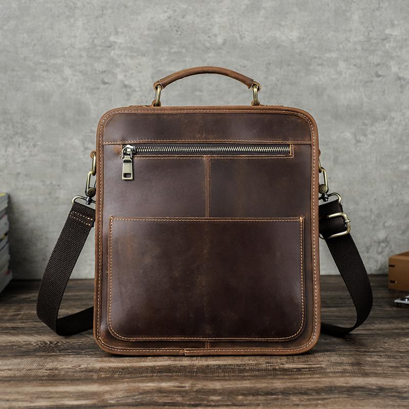 CONTACT'S Genuine Leather Sling Shoulder Bags for Men High Quality Messenger Business Bags Durable Men Crossbody Bags for 8.3 Inch Pad