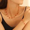 Retro French Natural Stone Necklace & Bracelet Set with Stainless Steel