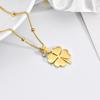 Ramos Lucky Clover Pendant Necklace Stainless Steel Gold Colour Necklace Women Girls  Gift