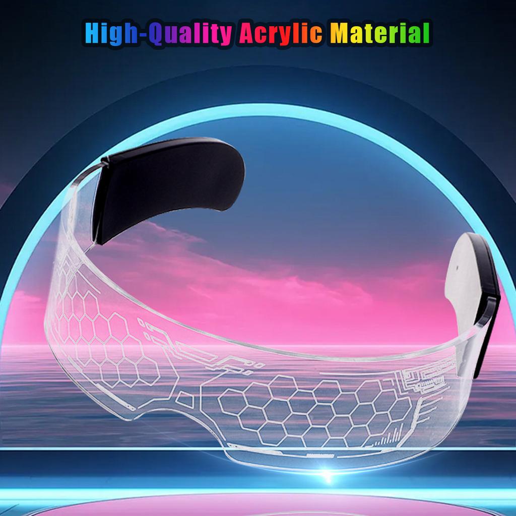 Versatile LED Glasses Luminous Visor for Cosplay, Raves, Halloween and New Year with Clear Vision
