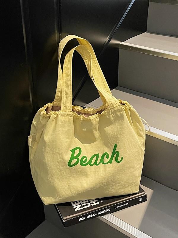 Nylon Letter Bag With Drawstring Closure For Casual Daily Use