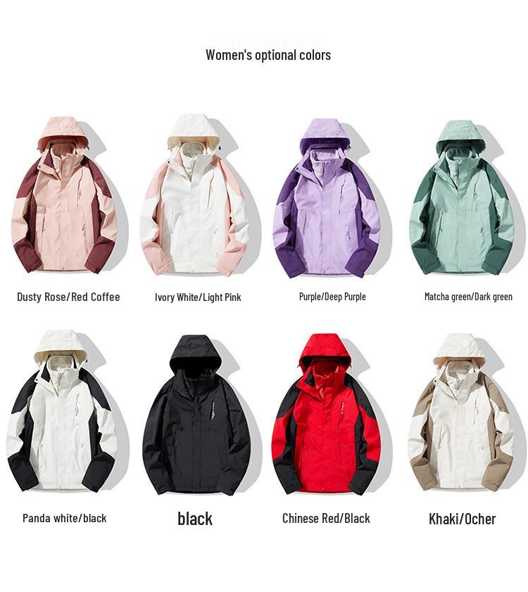 Unisex Three-in-One Waterproof Windproof Mink Fleece Hiking Jacket - Custom LG