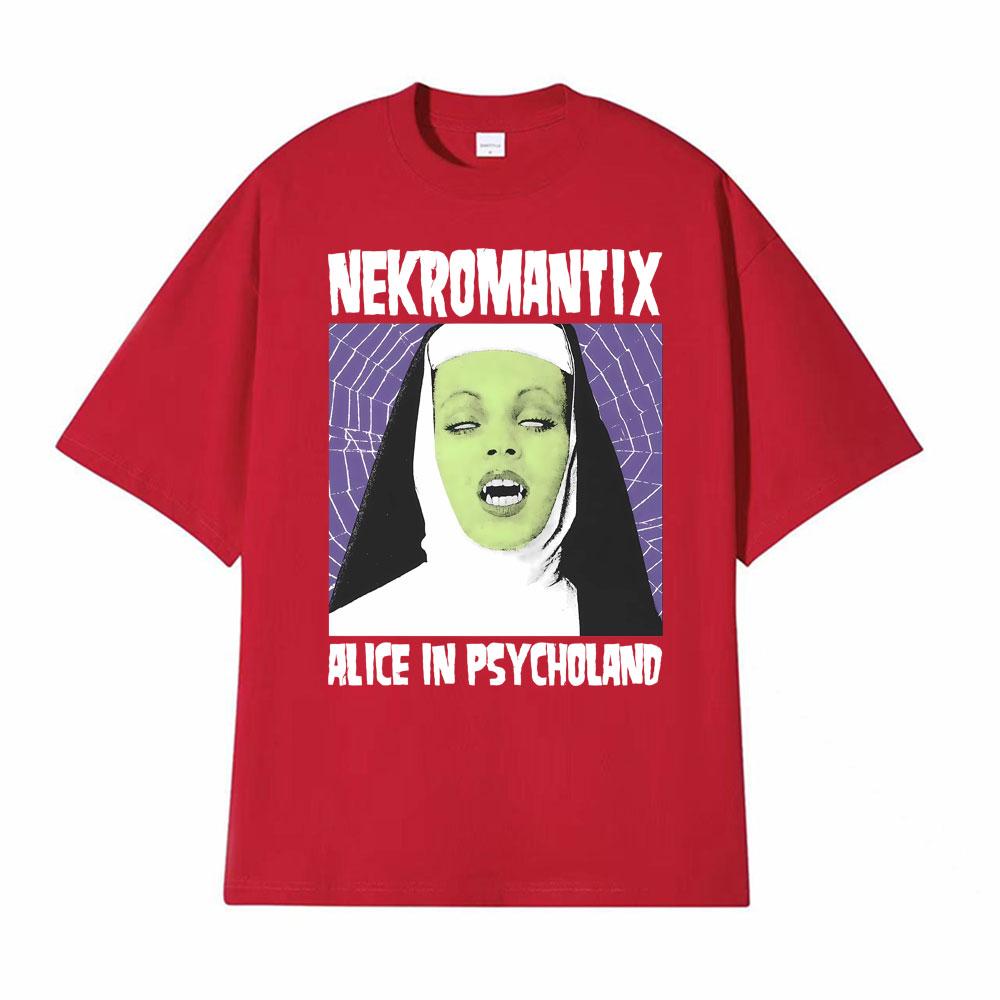 NekroUnisextix Alce in Psycholand Horrorpunk Tshirts for Unisex Fashion Gothic High Street Tshirt 100 Cotton Oversized Cozy T Shirt