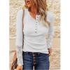 Fashionable Slim-fit Solid-color Round-neck Single-button Lace Base Long-sleeved Top